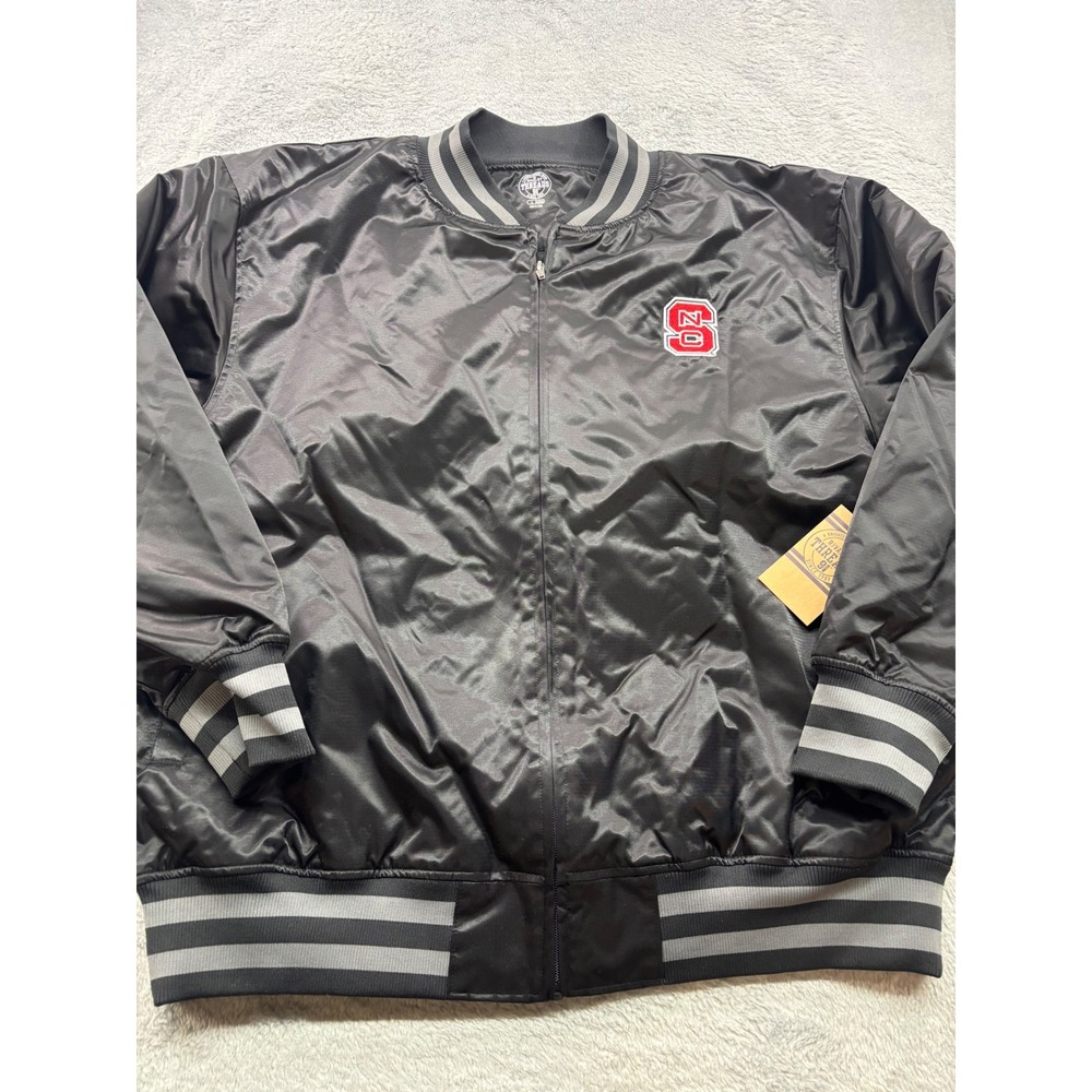 NC State Wolfpack NCAA Mens Large Black Satin‎ Bomber Varsity Jacket Rivalry